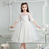 Kamames  Princess Dress Girl's Dress Flower Girl's European and American Wedding Dress Evening Dress Autumn New Children's Piano Performance Programme Hosts Clothing