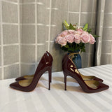 kamames Claret 12cm High Heels Shoes Woman Pumps 10cm Tacones Pointed Toe Stilettos Sexy Wedding Party Shoes QKOU006 ROVICIYA