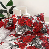 3pcs Charming Rose Floral Quilted Bedspread Set - Soft Brushed Polyester, Machine Washable, All-Season Comfort For Bedroom And Guest Room