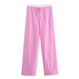 kamames New Rolled-Edged Poplin Shirt Rolling-Edged Pajamas Style Pants Set