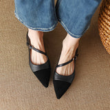 kamames Brown Pointed Single Shoes Nuzhen Soft Leather 2024 New Flat-Heeled Shallow Ladle Shoes With French Flat Bottom