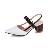 kamames Women's Summer 2024 New Korean Version Of Baotou Tip One-Word Buckle Roman Shoes Shallow Mouth Thick Heels Large Size
