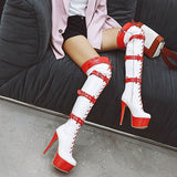 kamames Sgesvier 2021 New thigh high boots women sexy thin high heels platform boots mixed colors party prom Night Club Shoes woman G758