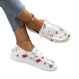 kamames Pea Shoes Women's Christmas Printed Shoes 2023 Autumn And Winter New Women's Shoes With Round Heads