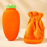 11.16oz Carrot-Shaped Silicone Water Bottle for Pain Relief, Microwaveable BPA-Free Unscented Ai Bei Parent Co. Water Bag with Cover - Ideal for Neck, Shoulder Discomfort, Menstrual Cramps, Dual Temperature Compress (Plush Bag Not Included)