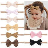 Cute Lace Bowknot Baby Headband Turban Solid Color Newborn Baby Girls Elastic Hair Bands Nylon Headwear Kids Hair Accessories