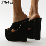 kamames 2023 New Summer Women Peep Toe Platform Wedges Slippers Sandals Fashion Ultra High Heels Female Shoes Pumps Size 35-42