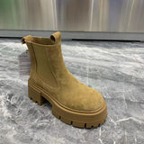 kamames Boots Suede Leather Women Flat Platform Short Boots Ladies Shoes Fashion Autumn Winter Boots Platform Shoes