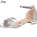 kamames Ladies Sandals Shoes Women L Luxury High Quality Sandals Ankle Mid Heel Block Party Open Toe Square Shoes Zapatos De Mujer