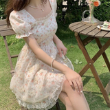 kamames Mini Dresses Women Tender Sweet Summer Puff Sleeve Princess Vestidos Elegant Ladies Vintage Prairie Chic Fashion Casual