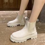 kamames Winter Chelsea Boots Women Black Beige White Ankle Boots for Women Fur Short Chunky Punk Gothic Shoes