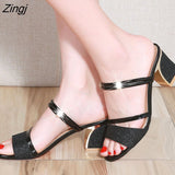 kamames Summer Women Flat Sandals Shoes Women Square Heel Sandalias Buckle Sandals High Heels Strap Sandals Block Heel Shoes