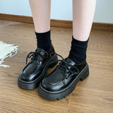 kamames kamames Head Small Leather Shoes Female College Wind Jk Uniform Shoes A Word Button Soft Sister Mary Jane Single Shoes Black Loafers