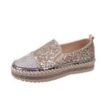 kamames Size 2023 Spring And Autumn New Muffin Thick Sole Single Shoes Women's Fashion Water Diamond Dazzling Color Round Head Leisure Shoes