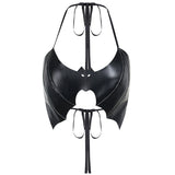 kamames Summer New Women's Dress Blouse, Stylish, Sexual, Neckline, Bat, Leather, Strapped Vest.