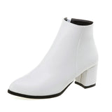 kamames Black Women Boots Comfy Square High Heel Ankle Boots Fashion Pointed Toe Zipper Boots Autumn Winter Ladies Shoes 2021