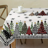 60x84 inches Festive Holiday Tablecloth - Vibrant Black and Red Plaid Rectangle Table Cover with Merry Christmas Border - Machine Woven, Washable, Stain-Resistant, Easy-Care, and Durable Polyester Fabric for Party, Picnic, and Dinner Decorations