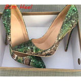 kamames snake pattern woman shoes girls sexy high heels printed multi colors stilettos 12cm wedding shoes YG032 ROVICIYA