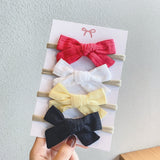 4Pcs/Set Soft Nylon Baby Girl Headband Bowknot Newborn Headbands Elastic Hair Bands Infant Turban Headwear Kids Hair Accessories