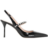 kamames kamames Heels Female 2023 New Word With Rhinestone Head Sandal Fine Heel Pointed Head Shallow Mouth Back Empty Single Shoe Women