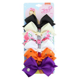 6 Pieces/Set JoJo Bows Jojo Siwa Rainbow Printed Knot Ribbon Bow For Girls Handmade Boutique Hair Clip Children Hair Accessories