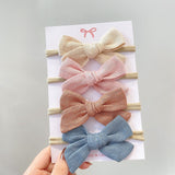 4Pcs/Set Soft Nylon Baby Girl Headband Bowknot Newborn Headbands Elastic Hair Bands Infant Turban Headwear Kids Hair Accessories