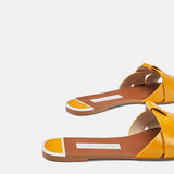 kamames Brand ZARZ Transparent Flat Slippers For Women 2022 Summer New Leather Cross Decoration Women's Sandals Woman Shoes Plus Size 41