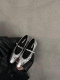 kamames kamames Silver French Spring And Autumn Small Single Shoes Women's 2024 New Hot Style With Skirt Mary Jane Evening Shoes