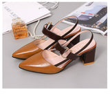 kamames Women's Summer 2024 New Korean Version Of Baotou Tip One-Word Buckle Roman Shoes Shallow Mouth Thick Heels Large Size
