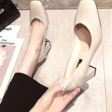 kamames New Women High Heels Set Foot Comfort Square Heel Sexy Prom Wedding Shoes PU Leather Women Shoes High Heel Basic