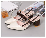 kamames Women's Summer 2024 New Korean Version Of Baotou Tip One-Word Buckle Roman Shoes Shallow Mouth Thick Heels Large Size