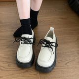 kamames kamames Head Small Leather Shoes Female College Wind Jk Uniform Shoes A Word Button Soft Sister Mary Jane Single Shoes Black Loafers
