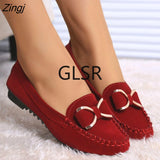 kamames women's loafers Solid Colors Flat ballet shoes Bow Knot Lazy loafers Shallow Casual Slip On Shoes scarpe donna