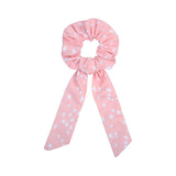 Women Streamers Scrunchies Polka Dot Floral Print Elastic Bow Hair Rope Girls Hair Ties Korean Sweet Hair Accessories Headwear