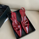 kamames Single Shoes Soft Leather Sandals New French Baotou Wedding Shoes Bridesmaids Shoes High Heels In Spring And Summer 2024