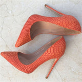 kamames Women Pumps Shoes Snake's Pattern Pointed Toe Sexy High Heels 12 cm Designer Shoes plus size 33-45 YG020 ROVICIYA