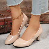 Stylish Pointed-Toe Mid-Heel Pumps - Faux Leather, Comfortable, Professional Block Heels for Work, Interviews, and Formal Events - Easy to Slip On and Off, Durable Outsole, and Chic Design