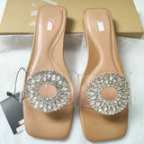 kamames ZARZ Woman 2022 Shoes Flat Summer Rhinestones Transparent PVC Square Toe Sexy Outer Wear Muller Sandals And Slippers Women Plus