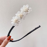 New Women Elegant Bud Chiffon Flowers Bun Maruko Hairstyles Making Long Tools Sweet Headband Hairbands Fashion Hair Accessories