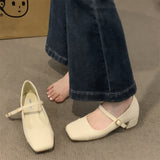 kamames And Winter 2024 New Style Thick-Heeled Mary Jane Shoes With Square Head Style With Skirt And Single Shoes For Women's Shoes