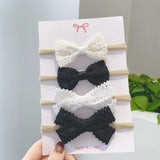 4Pcs/set Cotton Linen Leopard Printed Bow Baby Headband For Girls Newborn Headbands Lace Hair Bands Turban Kids Hair Accessories