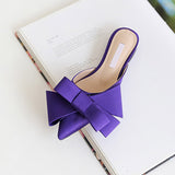 2018 spring and summer women's shoes Korean silk satin Pointed bow tie slippers Baotou flat heel sets semi slippers