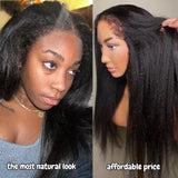 Brazilian Kinky Straight 360 HD Lace Frontal Wig Simulation Human Hair Glueless Yaki 13x4 Black Lace Front Wigs for Women Preplucked Scfau