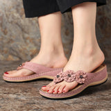 kamames Popular Style Sandals Women's Large Size Women's Shoes Flowers Thick-Soled Casual Sandals Herringbone Slippers
