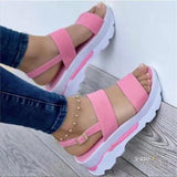 kamames Summer New Large Size Women's Shoes With Wide Noodles Buckle With British Style Thick Bottom Slope And Fish Mouth Sandals