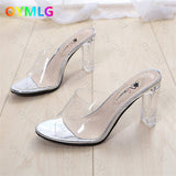 kamames Clear Shoes Women High Heels Sandals Female Transparent Sexy Wedding Beach Slippers Zapatillas Mujer Casa