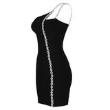 kamames New Bandage Dress Summer Sexy Bodycon Women Dresses Black Midi Dress Beading Ladies Clothes Party Club Celebrity