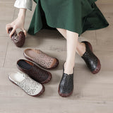 kamames kamames Summer New Cowhide Flat-Soled Women's Shoes Leisure Leather Hollowed-Out Breathable Slippers Hole Shoes