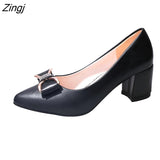 kamames Women's Office Shoes,Soft Rubber Sole,High Heels,Mixed Colors,Pointed Toe,Slip On,Female Fashion Footware,Black/White