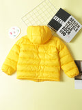 Kid's Solid Color Hooded Padded Jacket, Light-weight Warm Zip Up Coat, Boy's Clothes For Winter Outdoor, As Gift